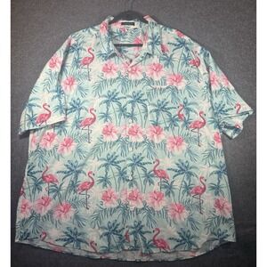 HISDERN Men's Flamingo and Tropical Palm Print Short Sleeve  4x
